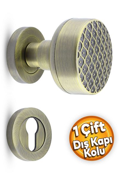 Badem10 Linda Exterior Door Knob Knob Handle Metal Knocker Antique Yellow Door Handle Yale Suitable for Left and Right 1 Set