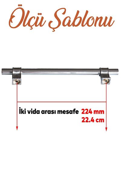 Badem10 Mâner metalic plat cromat Hisar 224 mm Mobilier Bucătărie Sertar Dulap Mânere dulap Mâner