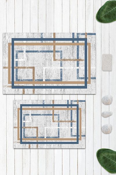 Evmila Set de covoare din 2 piese cu model dungi (60x100/40x60) Set de covorașe de baie