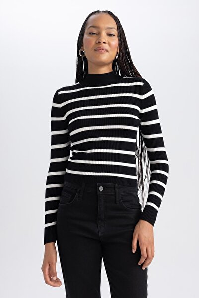 DeFacto Poloviční rolák Slim Fit pruhovaný svetr - A2056ax23au