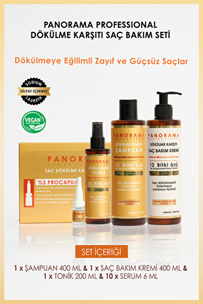PANORAMA PROFESSIONAL Professional Dökülme Karşıtı Aile Seti %3 Procapil Biotin Caffeine Zinc Pb5 Vegan /sulfatsız