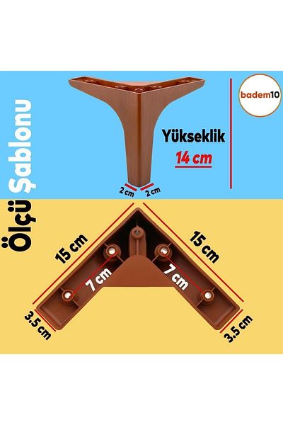 Badem10 Mobilier de lux Sedef Canapea Unitate TV Picior Fotoliu 14 Cm Model Lemn Picioare 4 Buc
