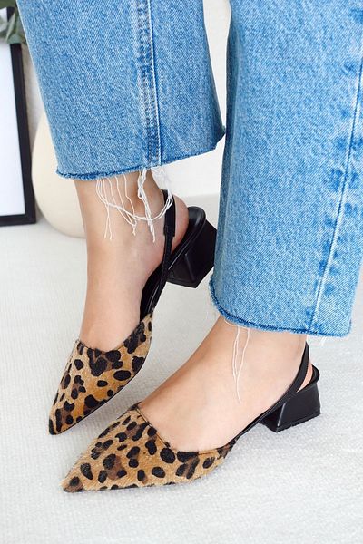POLKA STORE Blush leopardí špičaté krátké dámské boty na podpatku