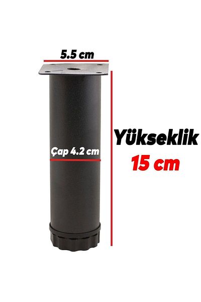 Badem10 Canapea Mobilier Neagra - Fotoliu de bază, Suport metalic 15 Cm, 8 Adept