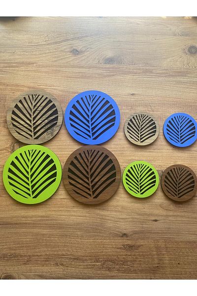 lumos dekor 8-Piece Large and Small Size Wooden Trivet Set - Pot, Pan, Teapot and Coaster 2
