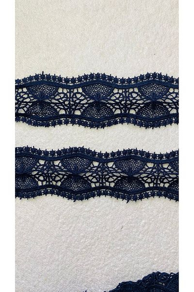 Ozpas Navy Blue Guipure Hourglass - 5 Cm x 4 Mt