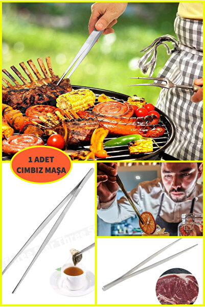 Three Star Practical Bbq Cooking Presentation Steel Tweezers Tongs
