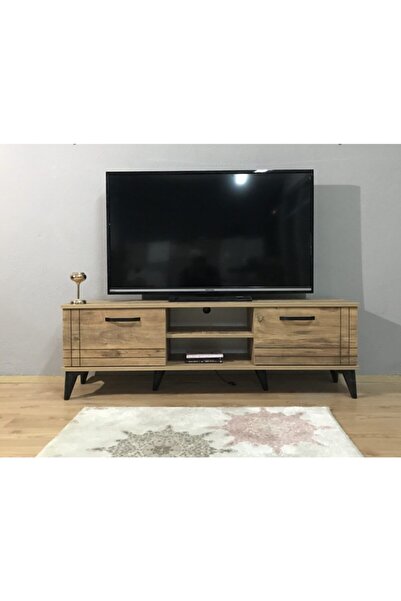 KLT Modüler Tv Ünitesi Kapaklı Raflı Ağaç Desenli Atlas Tv Ünitesi Atlantik Çam