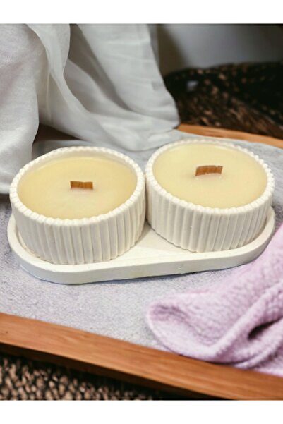 aymumi home Dekoratif Hediyelik Sunum Atlığı Ve Kase Soya Mumu 3 Parça Set,on...