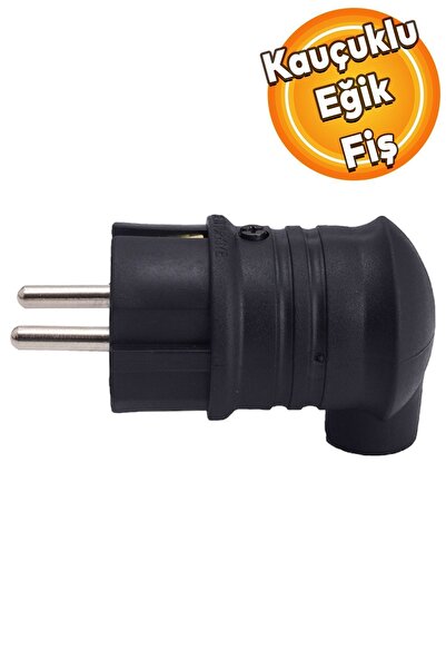 Badem10 Sağlam Monofaze Kauçuk Dış Mekan Dayanıklı Kablo Bahçe Korunaklı Erkek Eğik Fiş Siyah