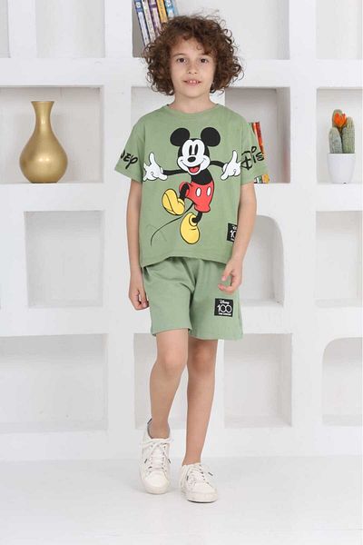 BUUFUU Unisex Front and Back Mici Printed Short Sleeve Shorts Double Set 100% Cotton