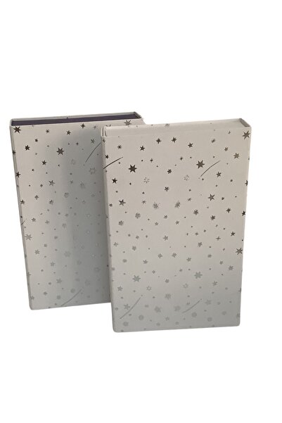 blume Acar Mıknatıslı Katlanabilir Gümüş Yıldız Desenli Kutu Beyaz
