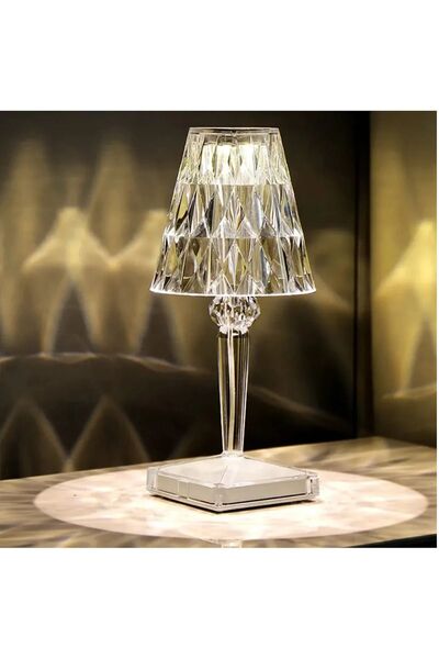 Genel Markalar Lw-4 Dekoratif Şarjlı Abajur Kristal Elmas Masa Lambası Dokunm...