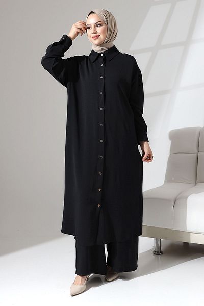 Berel Moda Σετ γιακά πουκάμισου με κουμπωτά - Λεπτομέρεια μπροστά και μανσέτες