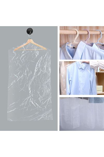 BossPack Transparent Clothes Bag (60 X 90cm) Protective Nylon Bag with Hanger Holes (10 Pcs)