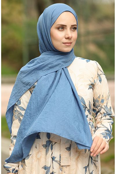 sefamerve Blauer weicher Baumwollschal – Modell 2000–33