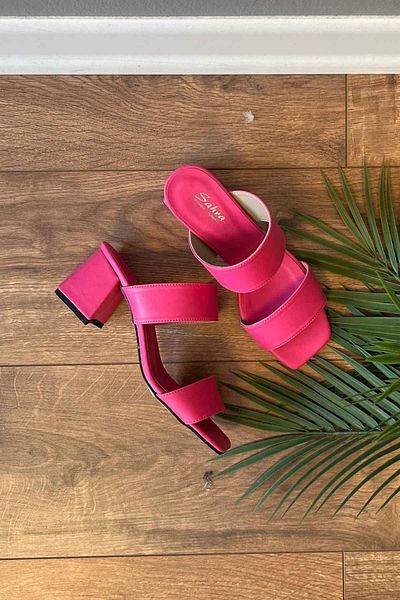 FUGA MODA Papuci cu toc cu curea dublă Rosa Fuchsia