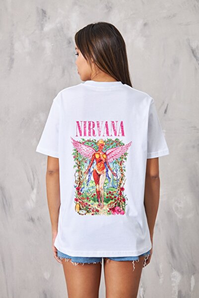 The Champ Clothing Tricou alb pentru damă cu imprimeu Angel Design Nirvana
