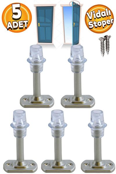 Badem10 Opritor de ușă din satin din plastic de 8 cm - siliconat, 5 buc
