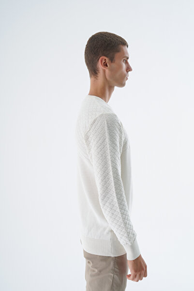 Trist Star Екрю баклава з візерунком Linx трикотажний светр - велосипедний комір, 100% бавовна TRIST-1202