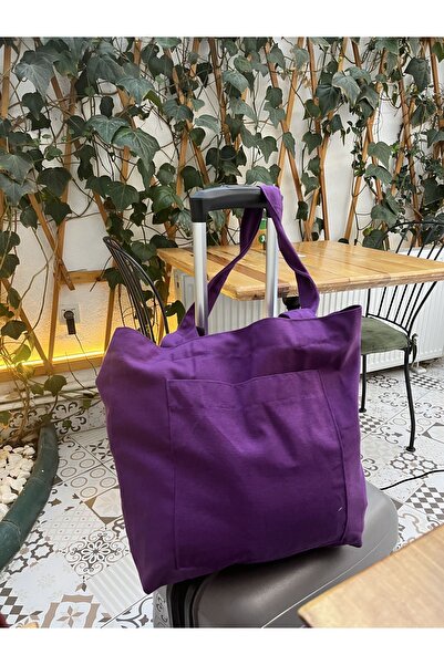 Sumicorn Design Mor Çevre Dostu Bez Çanta,Cepli Keten Kol Ve Omuz Çantası,Alışveriş Çantası,Bez Poşet