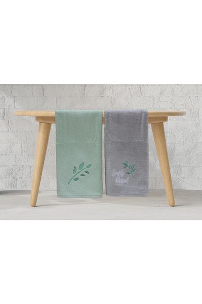 Lucy and Home Set of 2 Embroidered Curly Kitchen Towels - 100% Cotton, 40x65 Cm