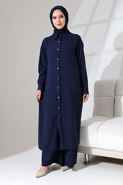 Berel Moda Σετ γιακά πουκάμισου με κουμπωτά - Λεπτομέρεια μπροστά και μανσέτες