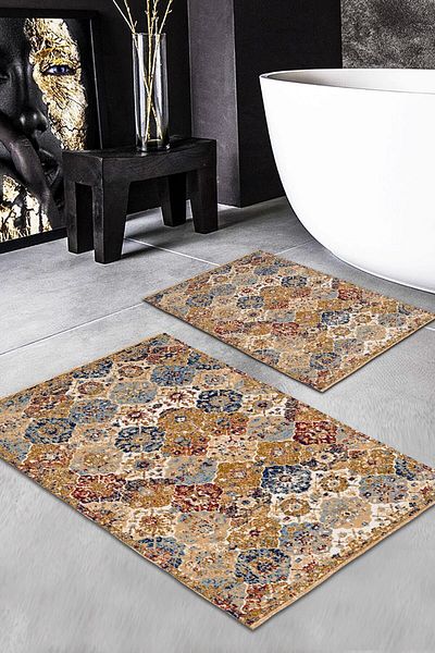 Evmila Set de covoare din 2 piese cu model etnic (60x100/40x60) Set de covoare de baie
