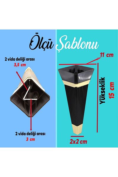 Badem10 Set Alcazar din 6 piese - Unitate TV neagră, scaun și suport pentru canapea, picioare șuruburi de 15 cm