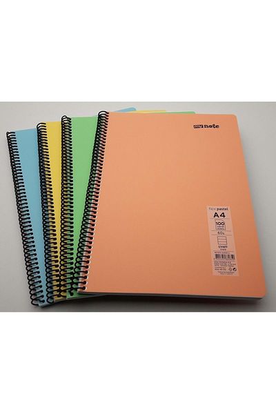 Umur My Note Flex Pastel A4 - 100 Sheets Striped, 4 Pack Spiral