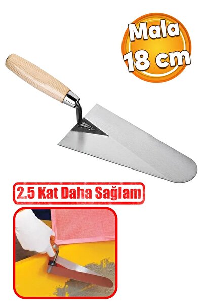 Badem10 Ahşap Saplı Sıva İnşaat Malası Sıvacı Mala 18 Cm 1.2 mm Kalınlık Rock...