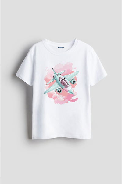 Darkia تي شيرت للأطفال للجنسين - تصميم وطباعة مجموعة الطلاء الزيتي للطائرة وا...
