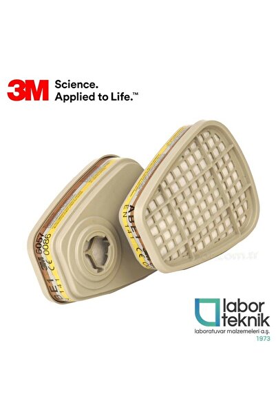 3M ™ 6057 Gaz ve Buhar Filtresi - EN 141 (Bayonet Bağlantılı, ABE1 Filtreli) ...