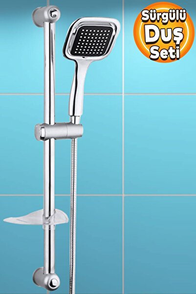 Badem10 Duş Seti Sürgülü Banyo Duş Başlığı Seti Fiskiyesi Telefonu Kare Başlı...
