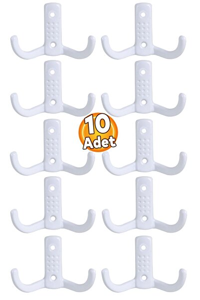 Badem10 Noktalı Vestiyer Portmanto Duvar Askısı Dolap Elbise Askılığı Beyaz M...