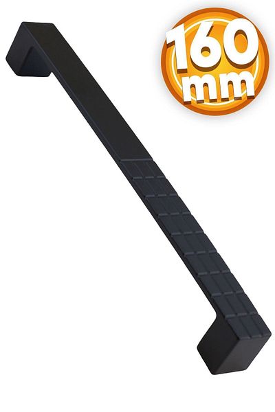 Badem10 Dulap de bucătărie cu model Bihter negru - sertar și mâner 160 mm mâner metalic