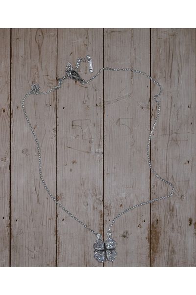 stainless steell 4-Piece Heart Motif Steel Necklace with Translucent Color Chain