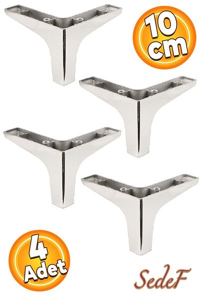 Badem10 Canapea de lux din sidef - picioare cromate pentru fotoliu TV de 10 cm (4 buc.)