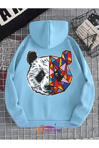 oneagılyazı Unisex Oversize kroj dukserica sa kapuljačom Panda Štampano