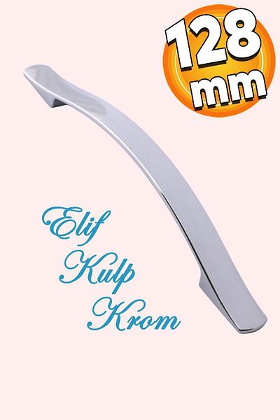 Badem10 Elif Mobila Bucatarie Sertar Dulap Ușă Dulap Metal Plat 128 Mm Cromat Mâner Mâner