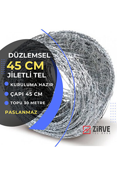 Zirve Tel Örgü 45 cm x 30 Metre Düzlemsel Jiletli Tel