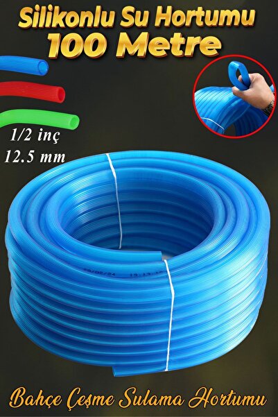 Badem10 1/2 Silikonlu Bahçe Çeşme Sulama Hortumu 100 Metre Araç Yıkama Hortumu