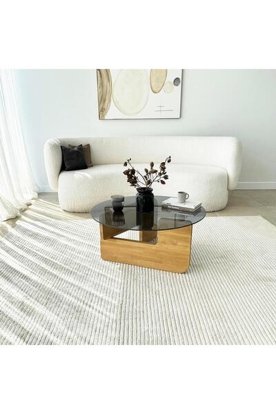 NEOstill - Mia Masif Sehpa / Meşe & Füme Cam