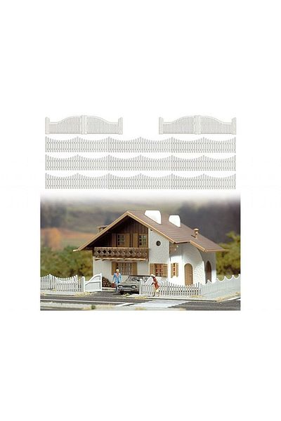 Busch 1:87 Ho Plastic - Garden Model & Fence Set with Doors (100cm x 1.3mm)