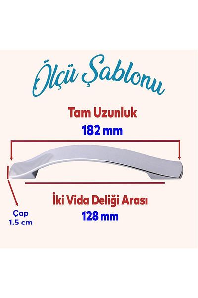 Badem10 Elif Mobila Bucatarie Sertar Dulap Ușă Dulap Metal Plat 128 Mm Cromat Mâner Mâner