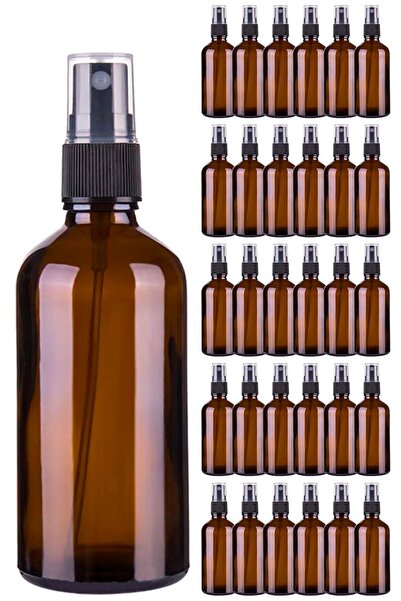 Afracam 50 ml Amber Kapaklı Siyah Sprey 50 Cc Fısfıs Kolonya Dezenfektan Kahv...