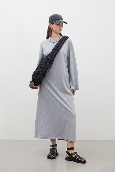 Manuka OVERSIZE BAUMWOLLKLEID GRAU-MELANGE