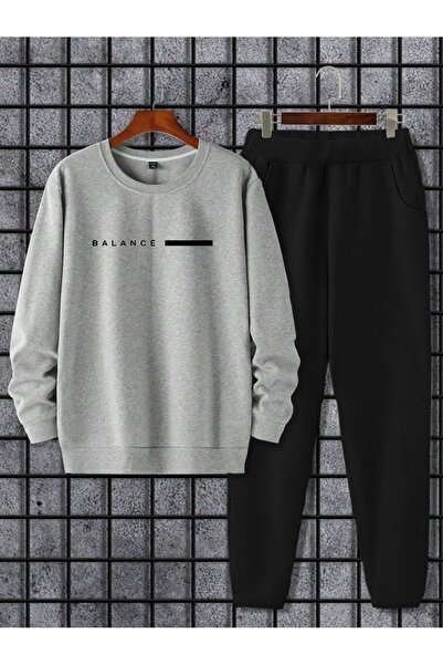 zeag Σετ αθλητικής φόρμας BALANCE Printed Unisex Γκρι Μαύρο - Ριζό