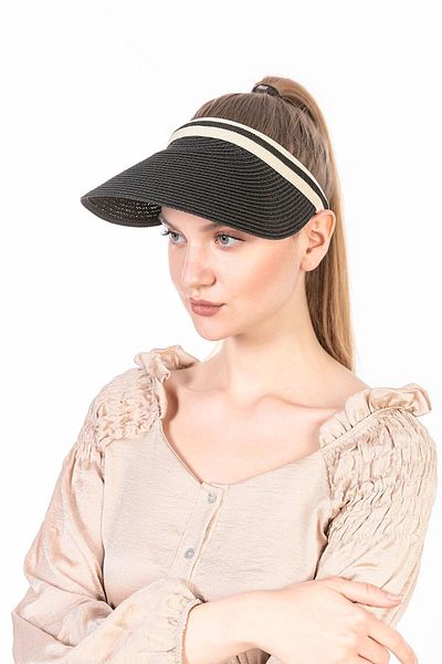 FELLMENS Flc11530 Model - Black Straw Tennis Visor Hat