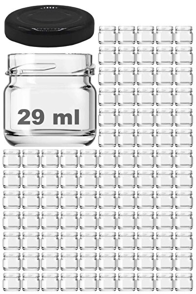 Afracam 29 ml Metal Siyah Kapaklı 29 Cc Küçük Numune Cam Kavanoz 100 Adet